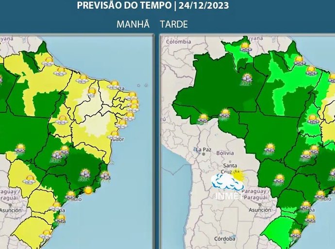 Noite de Natal pode ser chuvosa na maior parte do país