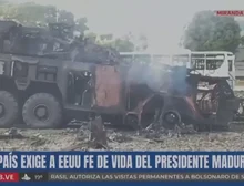 Veículos ficam carbonizados após ataque dos EUA na Venezuela