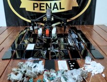 Polícia Penal abate drone e apreende celulares e drogas durante revista na Penitenciária Mata Grande