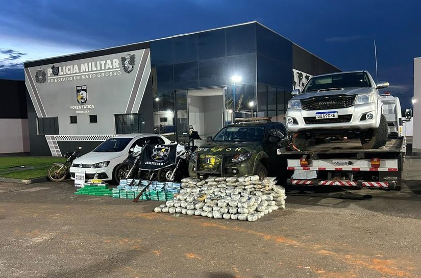 Forças de segurança apreendem 376 quilos de drogas e quatro armas de fogo; prejuízo ao crime de R$ 5 milhões