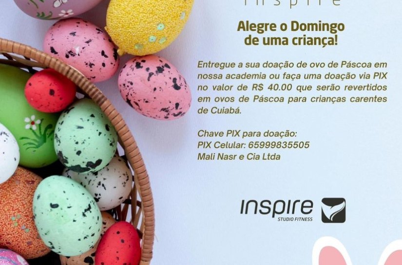 Stúdio Fitness Inspire faz campanha Páscoa Solidária para crianças carentes em Cuiabá