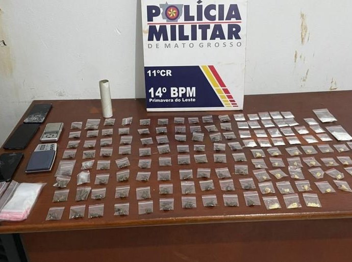 Casal de faccionados é preso com mais de 130 porções de drogas em Primavera do Leste,MT