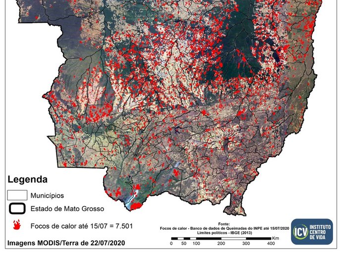 Queimadas em julho superam mesmo período de 2019 e Amazônia teve dia com recorde de focos dos últimos 15 anos para o mês