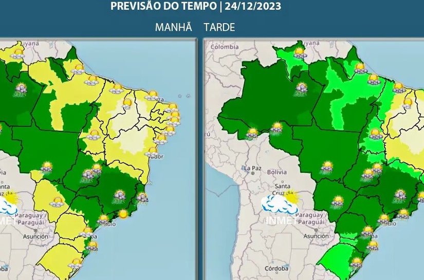 Noite de Natal pode ser chuvosa na maior parte do país