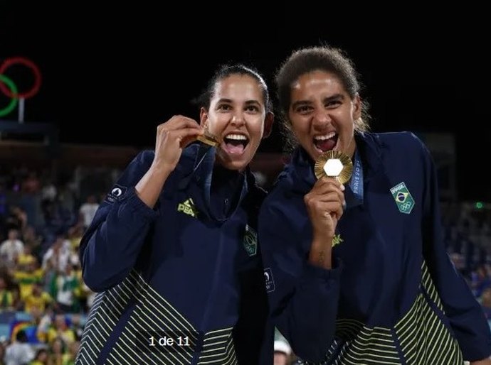 Brasil é ouro no vôlei de praia: Ana Patrícia e Duda vencem canadenses em Paris