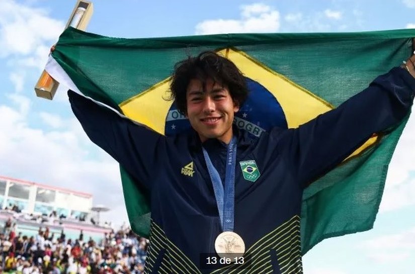 Augusto Akio conquista o bronze no skate park em Paris 2024