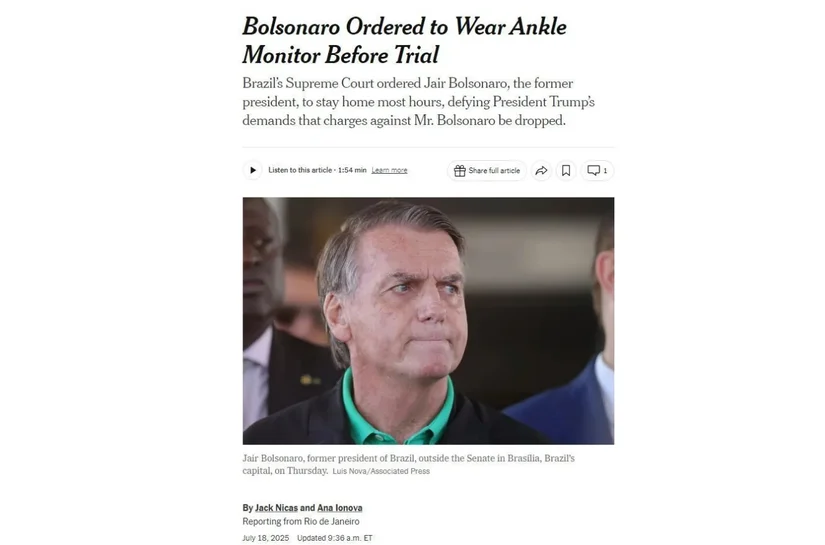 Imprensa internacional repercute operação da PF contra Bolsonaro