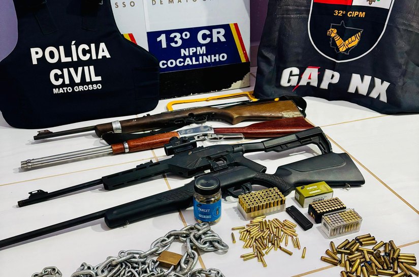 Policiais de MT frustram 57ª invasão de terras, prendem seis suspeitos e apreendem arsenal de armas
