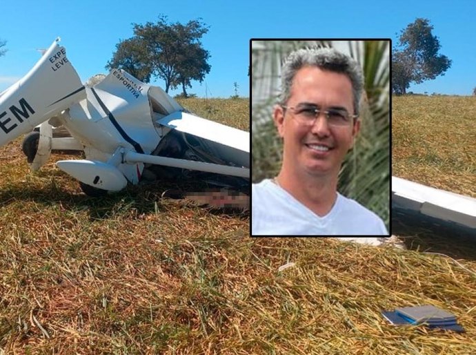 Advogado e seu funcionário morrem após avião cair e partir em 2 em Mirassol D´ Oeste, MT