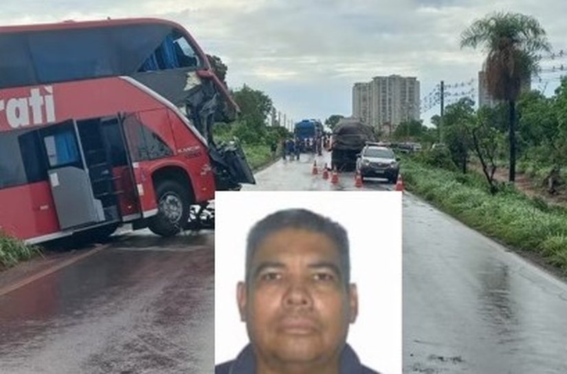 Acidente entre ônibus e caminhão na MT-010 ocorrido na madrugada de sexta-feira,22, mata motorista e fere 12 pessoas