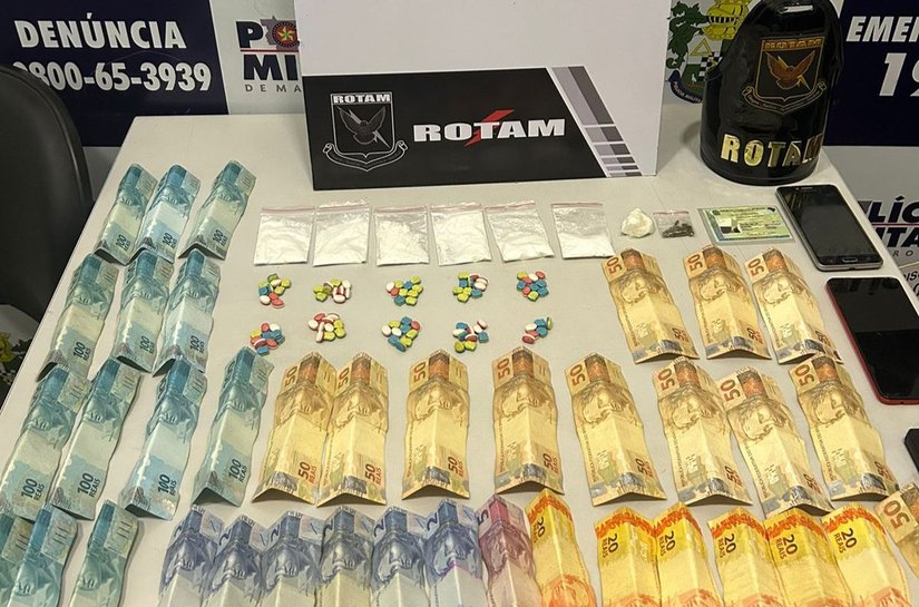 Rotam prende mulher com porções de cocaína e 96 comprimidos de droga sintética em Sorriso, MT