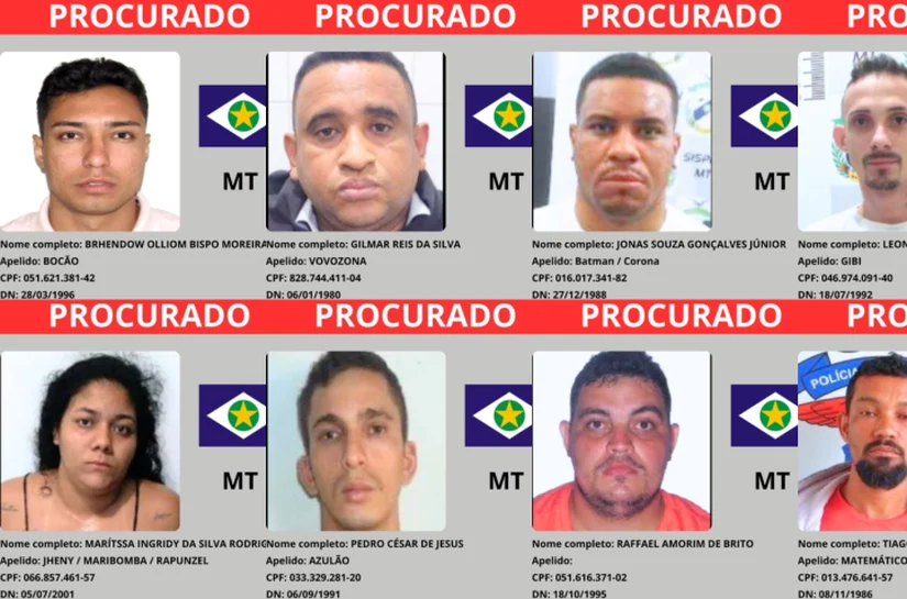 Veja quem são os criminosos mais procurados de Mato Grosso