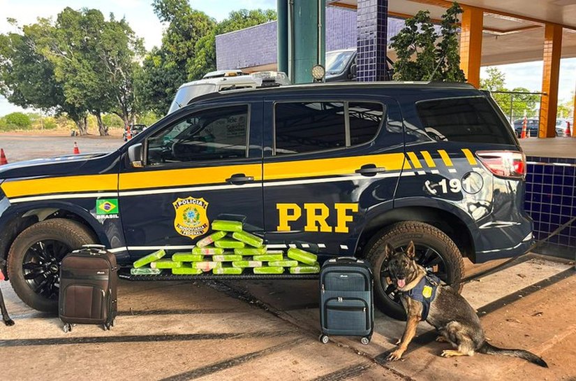 PRF apreende 20 tabletes de maconha em ônibus interestadual na BR-364 em Cuiabá