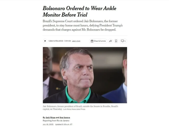 Imprensa internacional repercute operação da PF contra Bolsonaro