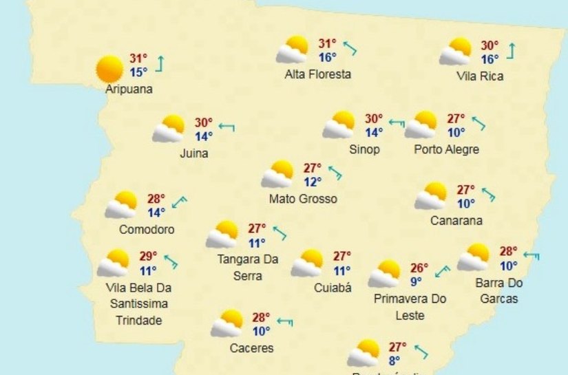 Massa de Ar Polar continua em MT e temperaturas continuarão baixas