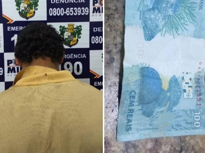 Homem é preso após tentar pagar espetinho com nota de R$ 100 falsa