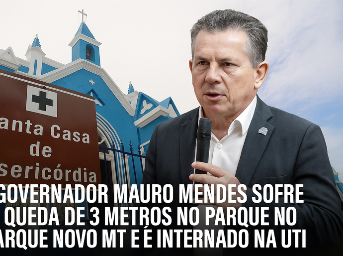 Governador Mauro Mendes sofre queda de 3 metros no Parque Novo MT e é internado na UTI da Santa Casa