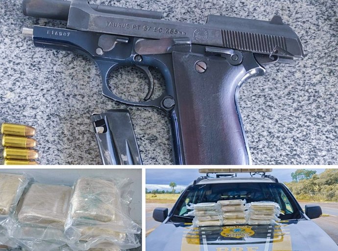 PRF apreende skunk, pistola e munições em fiscalizações na BR-070 em Poconé,MT