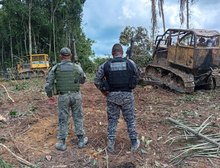 Polícia Militar apreende máquinas utilizadas em extração ilegal de madeiras em zona rural