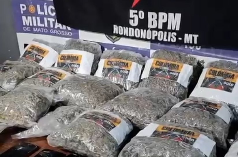 PM apreende 19 quilos de maconha skank e prende trio por tráfico de drogas em MT