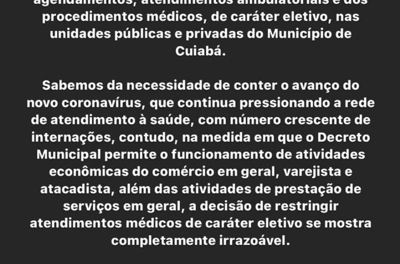 Veja Nota: CRM-MT chama decisão de Emanuel de irrazoável e vai à justiça contra decreto municipal