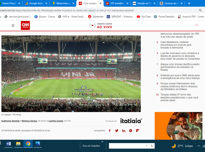 Com mosaico no Maracanã, rodada do Brasileirão é marcada por apoio a Vini Jr; veja