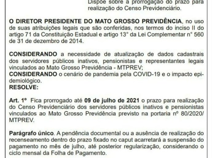 Governo de MT prorroga prazo para recadastramento de aposentados e pensionistas