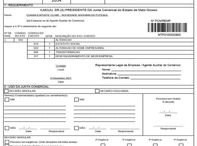 Veja Todos os Documentos: Conselheiros Fiscais do Cuiabá Esporte Clube residem em Blumenau, SC