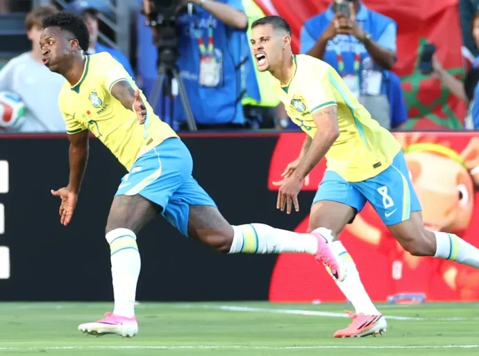 Vini Jr. marca golaço, mas Brasil só empata com Marrocos na estreia da Copa