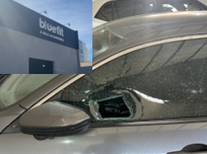Publicitário tem carro arrombado em estacionamento sem segurança da Bluefit Santa Rosa, em Cuiabá, e academia ignora pedido de ressarcimento