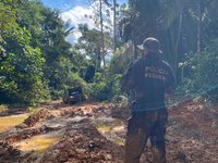 A ação fiscalizatória foi desenvolvida para verificar a existência de garimpo ilegal e exploração ilegal de madeiras na região