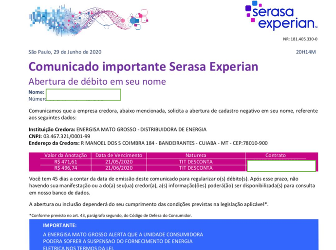 Veja Documentos: Energisa faz ‘terrorismo’ contra consumidores e ameaça fazer negativação em massa em MT