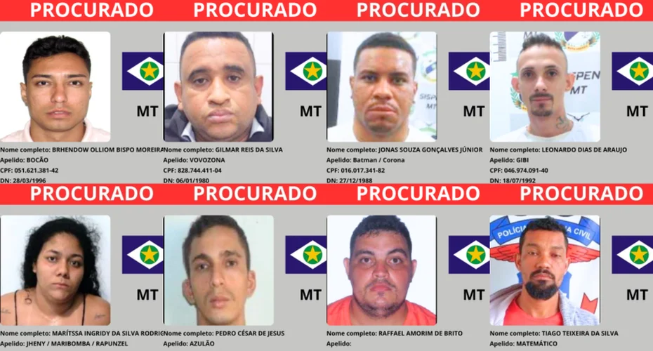Veja quem são os criminosos mais procurados de Mato Grosso