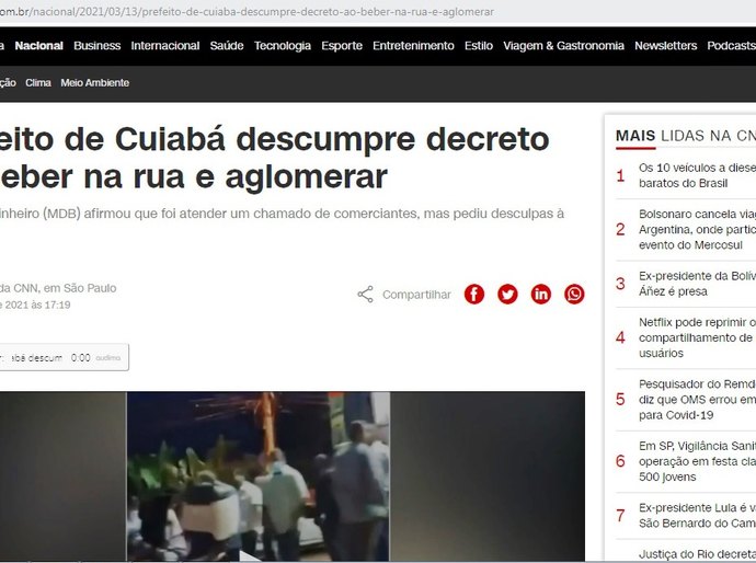 CNN divulga reportagem de Emanuel Pinheiro que descumpre decreto ao beber na rua e aglomerar