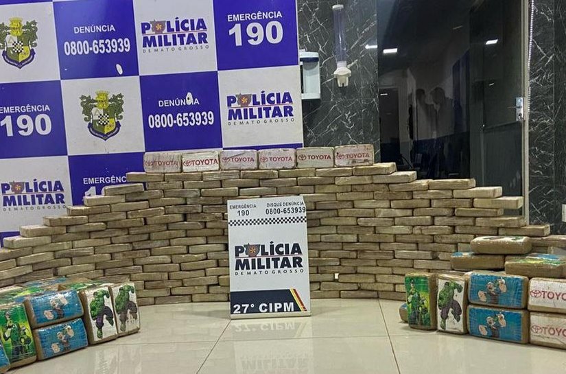 Polícia Militar e PRF apreendem 300 quilos de drogas escondidos em caminhão em Confresa, MT