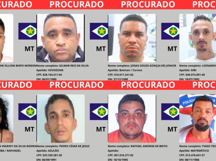 Veja quem são os criminosos mais procurados de Mato Grosso