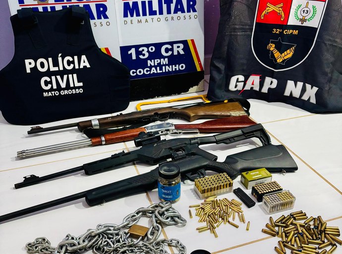 Policiais de MT frustram 57ª invasão de terras, prendem seis suspeitos e apreendem arsenal de armas
