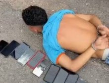 PM impede roubo no centro de Cuiabá, atira em 2 ladrões e prende 3