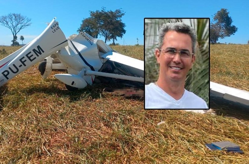 Advogado e seu funcionário morrem após avião cair e partir em 2 em Mirassol D´ Oeste, MT