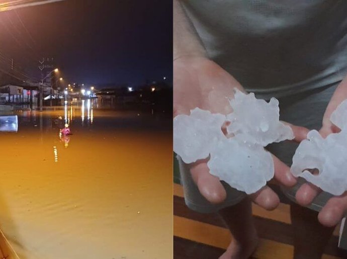 SC tem duas mortes, queda de granizo, enchentes e rodovias interditadas