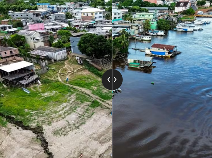 Cheia de 2025 afeta 530 mil pessoas e deixa mais da metade do Amazonas em emergência; veja antes e depois