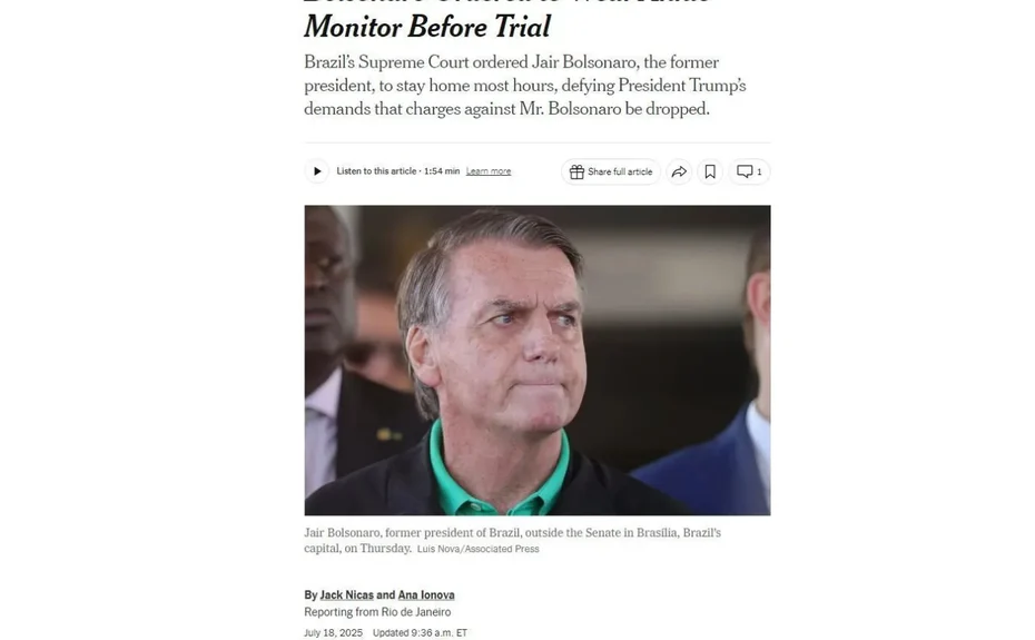 Imprensa internacional repercute operação da PF contra Bolsonaro
