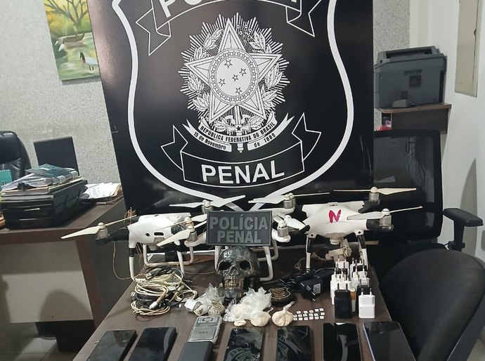 Polícia Penal apreende drone que transportava celulares para a Penitenciária de Rondonópolis,MT