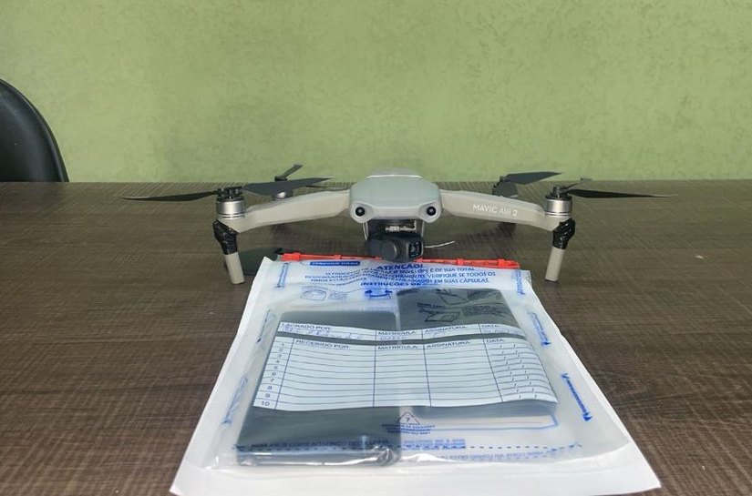 Polícia Penal abate drone sobrevoando a Penitenciária de Rondonópolis e apreende dois celulares