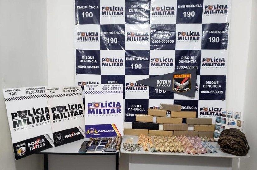 Rotam e Cavalaria prendem três e apreendem 13 tabletes de maconha, couro de cobra e rede de pesca