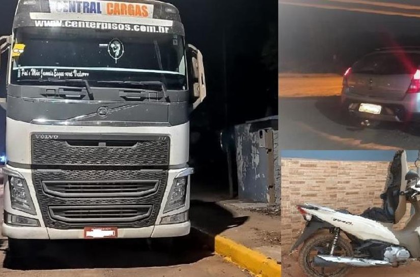 PM recupera uma carreta, um carro e duas motocicletas em Rondonópolis e Cuiabá