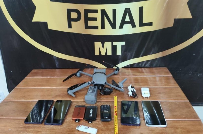 Polícia Penal intercepta drone com carga de telefones e acessórios na penitenciária da Mata Grande