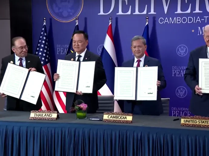 Tailândia e Camboja assinam acordo de paz mediado por Trump