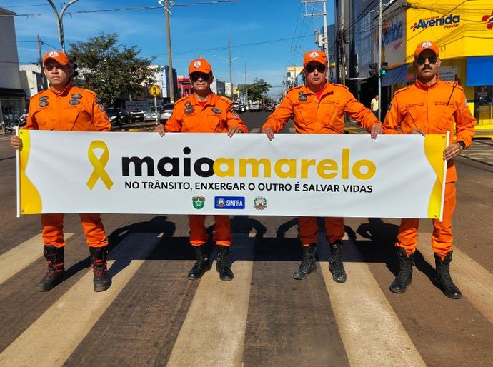 Corpo de Bombeiros reforça campanha Maio Amarelo com ações educativas e preventivas