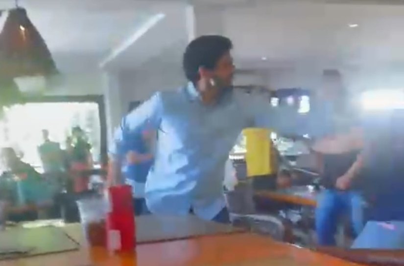 Veja Vídeo: Advogado e cartorário afastado entram em luta corporal em restaurante de Cuiabá e causam pânico em clientes